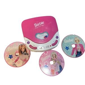 Vtg 1995 Barbie DiscGirl CD Player W/ 3 Original Discs Tested WORKS